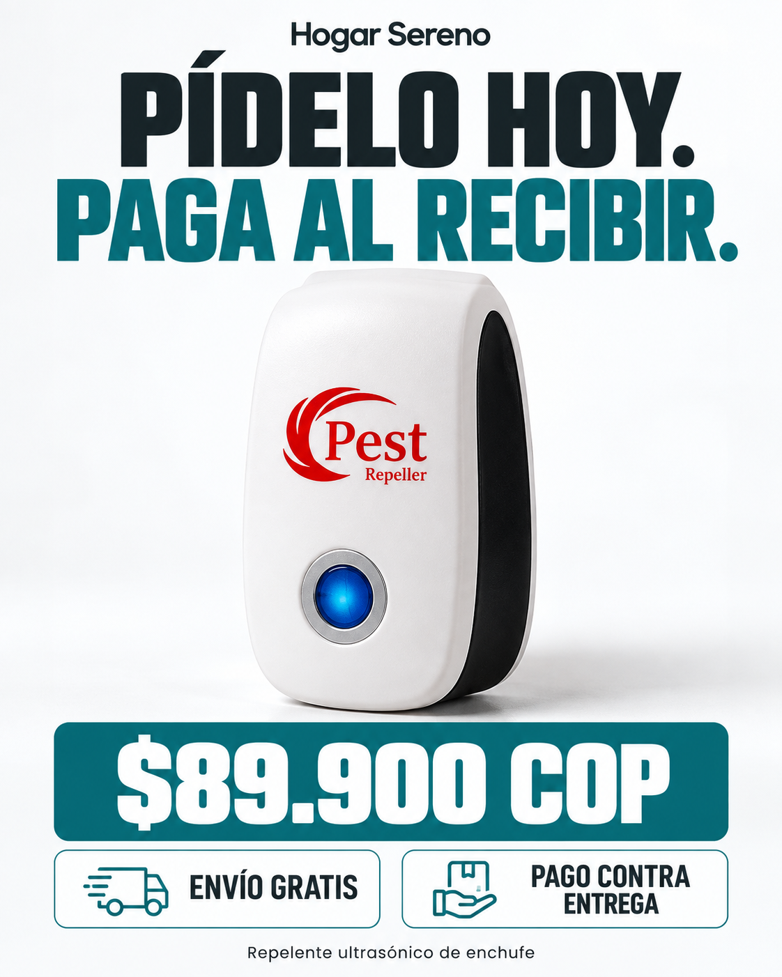 Repelente Ultrasónico para un Hogar Más Tranquilo, Sin Aerosoles ni Recargas
