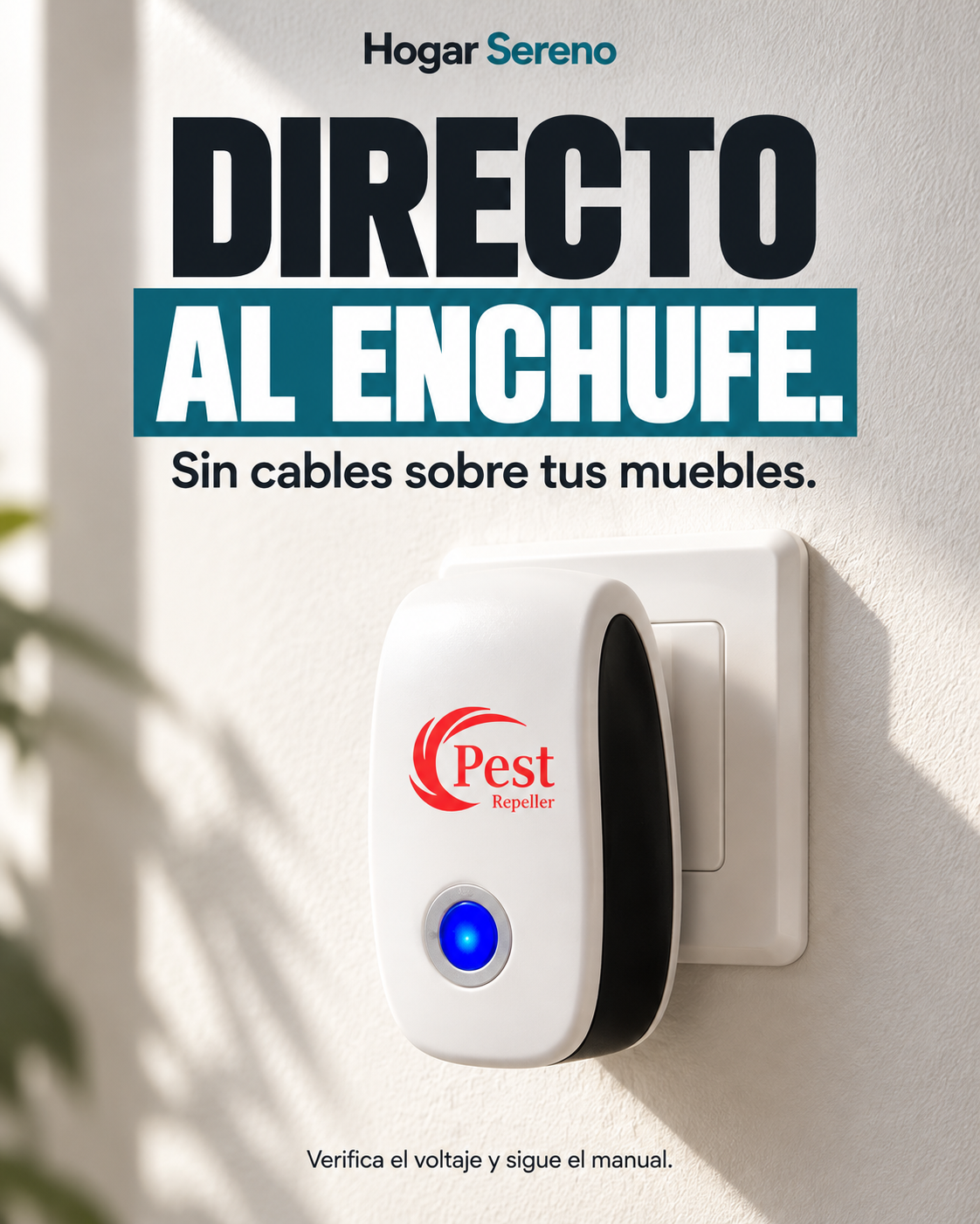Repelente Ultrasónico para un Hogar Más Tranquilo, Sin Aerosoles ni Recargas
