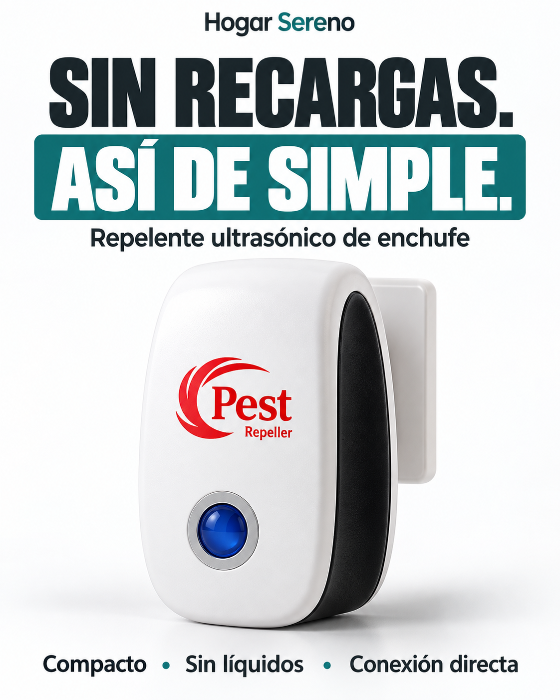 Repelente Ultrasónico para un Hogar Más Tranquilo, Sin Aerosoles ni Recargas